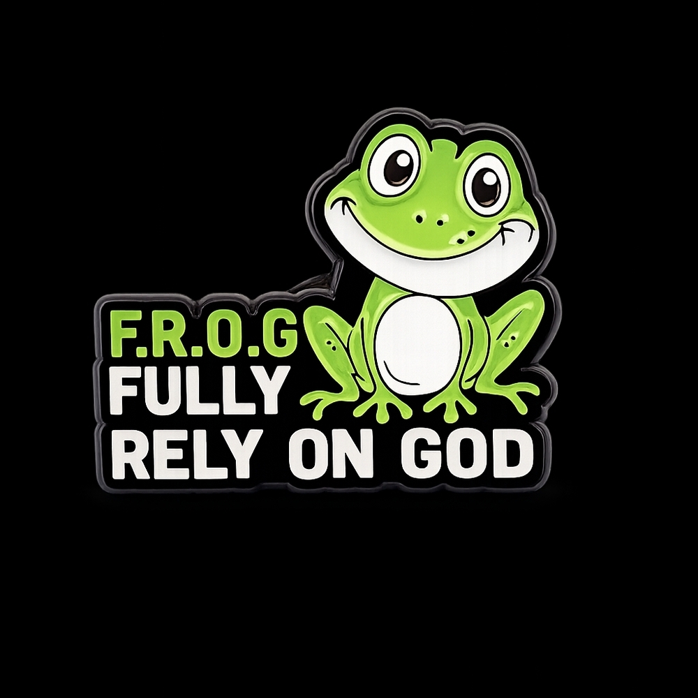 F.R.O.G. Fully Rely On God Enamel Pin | Christian Faith Gift